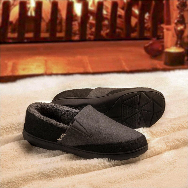 Zigzagger Men's Comfy Wool Slippers Indoor Outdoor House Shoes, Warm Soft Fur Fuzzy Fleece Lined Memory Foam Sole with Suede Upper,Grey,12 US - Image 5